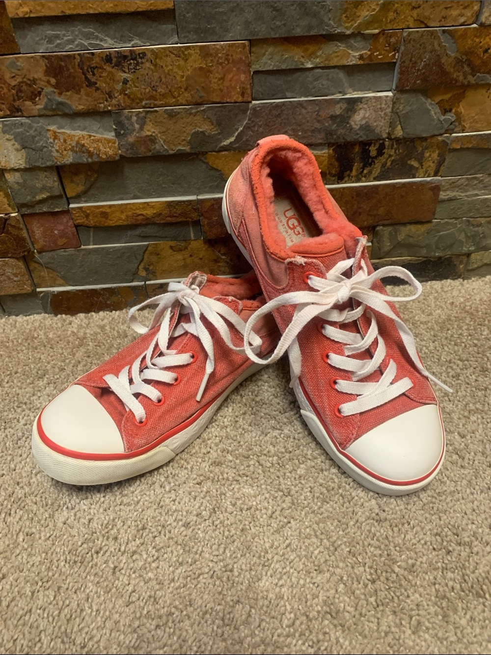 UGG Women’s Coral Canvas Lace-Up Sneakers with White Accents